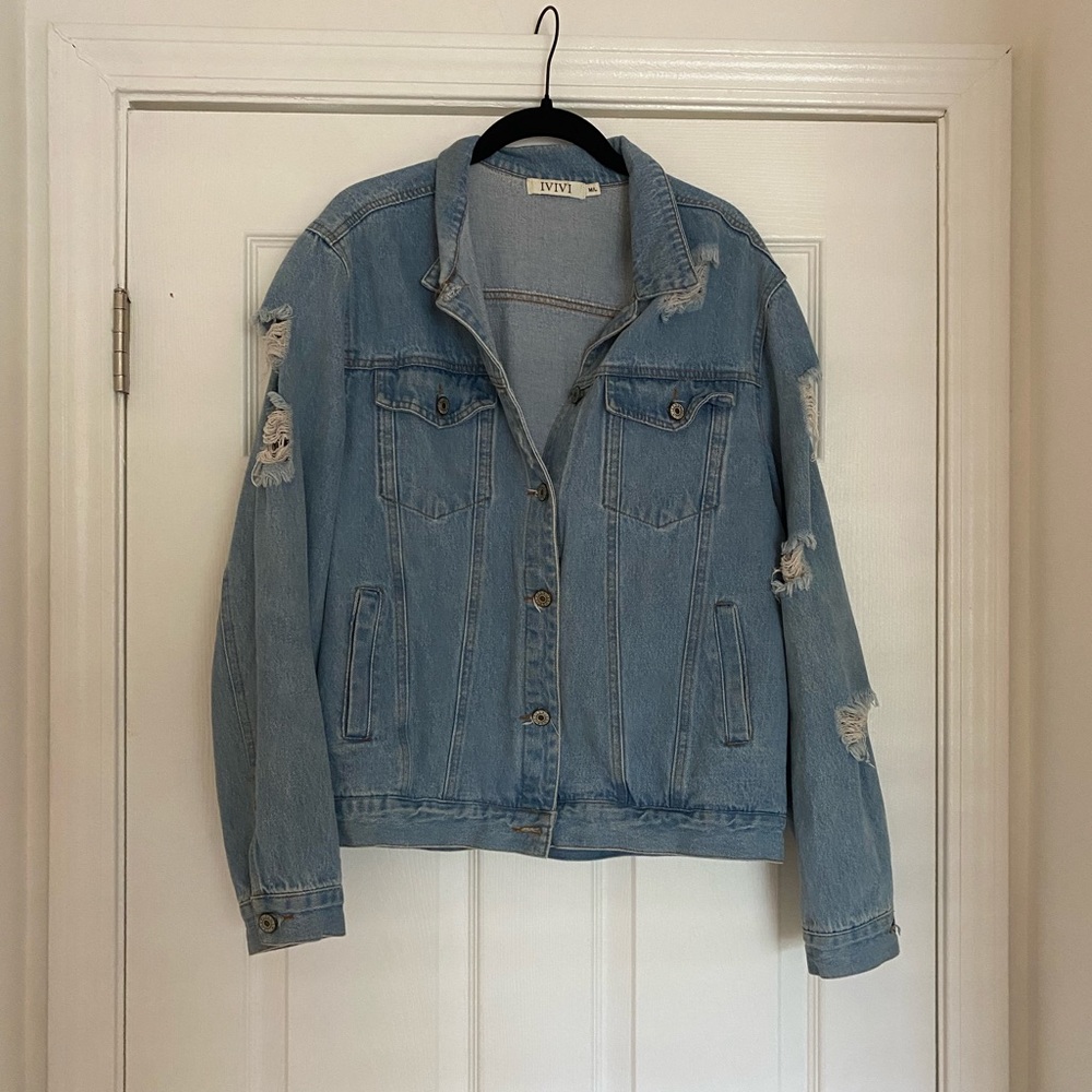 Distressed denim jacket